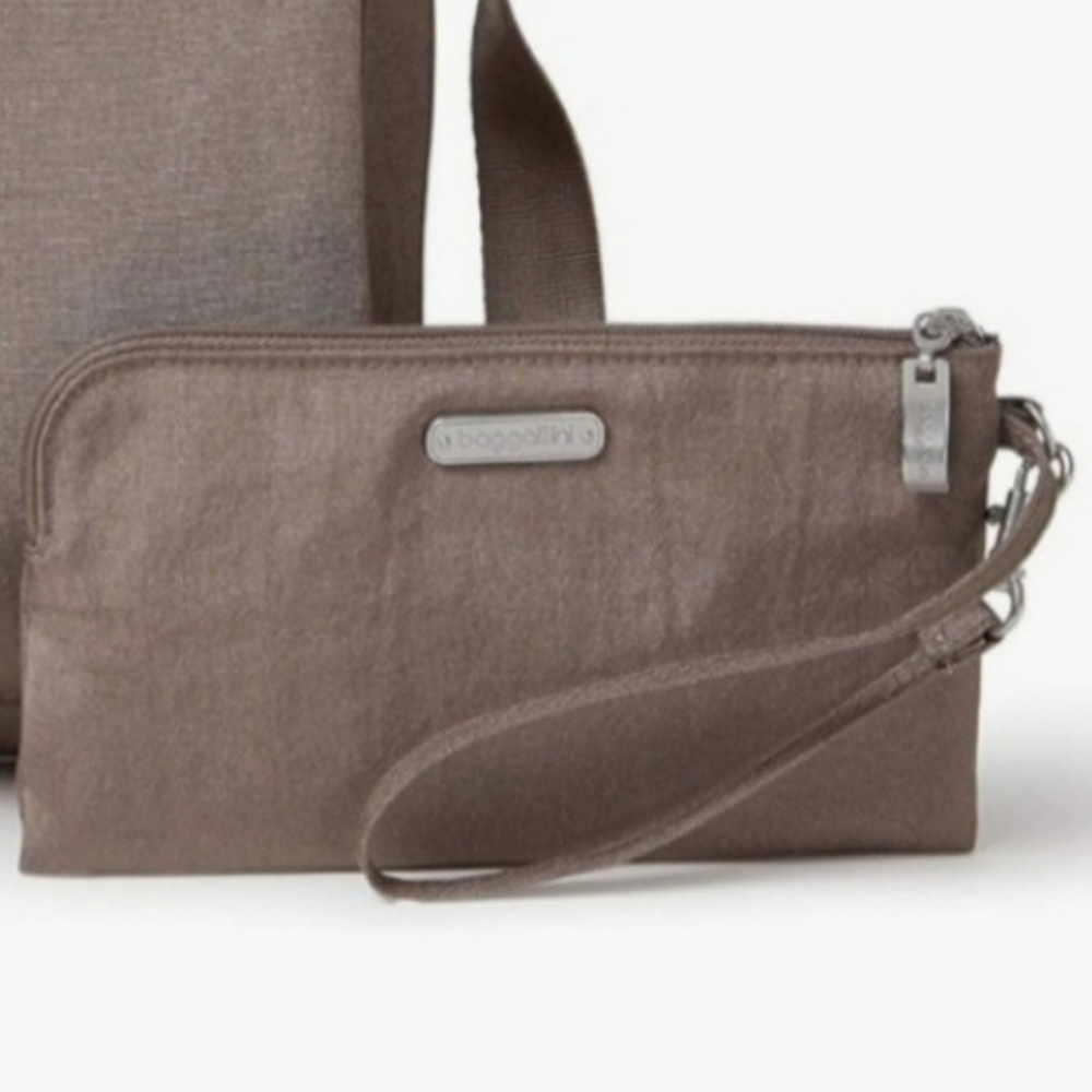 Baggallini Taupe Crossbody Bag with Wristlet - Picture 6 of 6
